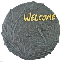 Dragonfly Welcome Plaque Decorative Cast Iron Stepping Stone Yard &amp; Garden Decor - £20.65 GBP