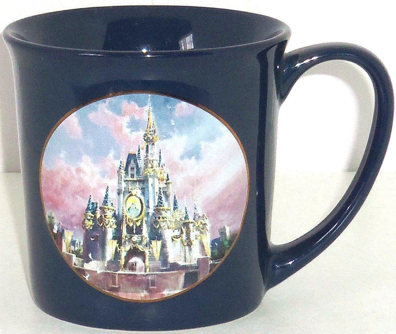 Walt Disney World Cinderella Castle Coffee Mug Happiest Celebration Navy Blue - £35.51 GBP