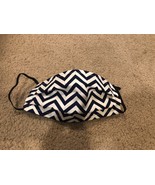 blue & white Chevron line print handmade cotton face mask reversible - $11.30