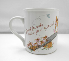 Good Friends Raise Your Spirits! Cute Bunny/Mice Mug - Coffee Cup by Hal... - $12.30