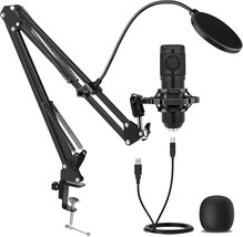 Usb Condenser Microphone,Computer Pc Microphone Kit With Adjustable Boom Arm - £30.07 GBP