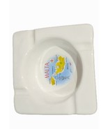 Vintage Ceramic Ashtray Malta Map 4&quot; x 4&quot; - $12.21 CAD