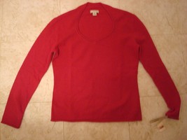 Medium 100% 2-Ply Cashmere Magenta Pink Sweetheart Neck Sweater $129 NWT - £74.12 GBP