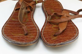 Sam Edelman Sz 7 M Brown T-Strap Leather Women Sandals Gigi - £15.78 GBP