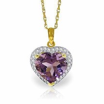 3.24 Carat 14K Yellow Gold Elizabeth Amethyst Diamond Gemstone Necklace 14&quot;-24&quot; - £399.31 GBP