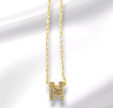 Full Rhinestone Slide Charm Crystal Alphabet Letter Necklace Letter N - $9.54