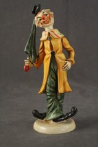 Vintage MIC Hand Made in Italy Resin Hobo Clown &amp; Umbrella Figurine 7.5&quot;... - £16.77 GBP