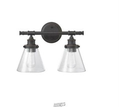 Parker Jayden 2-Light Oil Rubbed Bronze Vanity Light with Clear Glass Shades - £37.96 GBP