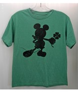 Mickey Mouse Shamrock Green/Black Short Sleeve T-Shirt - Youth Size Large - £7.44 GBP