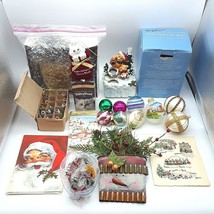 Christmas Lot Vintage New Holiday Decor Ornaments Tinsel Light Covers Cards - £44.60 GBP