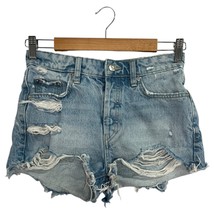 Zara Shorts Womens 2 Blue Light Wash Denim Thrashed Button Fly Festival ... - $21.77