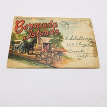 Greetings from Bermuda Islands Vintage USED 1952 POSTCARD Souvenir Folder - £18.94 GBP