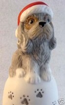 Mournful SHAGGY DOG &amp; PAWPRINTS Porcelain HOLIDAY Bell - $18.99
