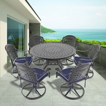 All-Weather Aluminum Dining Set: 7pc Swivel Chairs &amp; Table - £1,186.02 GBP