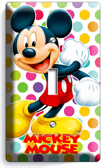 MICKEY MOUSE PASTEL POLKA DOTS SINGLE LIGHT SWITCH WALL PLATE COVER BABY NURSERY