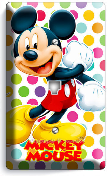 MICKEY MOUSE COLORFUL POLKA DOTS PHONE TELEPHONE WALL PLATE COVER BABY NURSERY