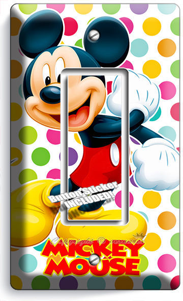 MICKEY MOUSE PASTEL POLKA DOTS SINGLE GFCI LIGHT SWITCH PLATE COVER BABY NURSERY