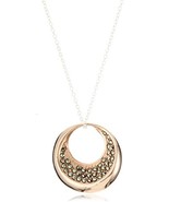 Argento Vivo &quot;Lunar&quot; Rose Gold-Plated and Marcasite Dimpled Pendant Neck... - $74.95
