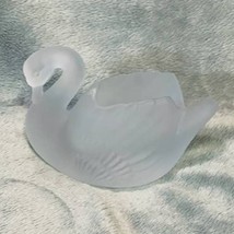 Vintage Frosted Satin Glass Swan Trinket/Toothpick Holder - $17.82