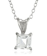 Amazon Collection Sterling Silver 6mm Square-Cut Gemstone Pendant Neckla... - $16.33 CAD