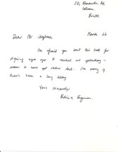 Patricia Ferguson - hand written letter signed. English Author. - £20.10 GBP