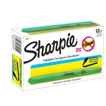Sharpie Pocket Style Highlighters, Chisel Tip, Fluorescent Green, Box of 12 - $18.99