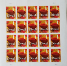 Diwali Diya Oil Lamp Lit 1st Class (Usps) Forever Stamps Sheet 20 - £15.94 GBP