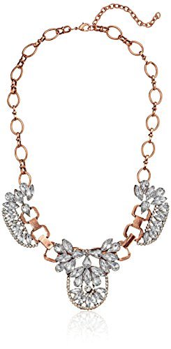 Primary image for Amazon Collection Crystal Art Deco Brass Statement Necklace, 16" 