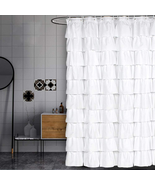 White Shower Curtain Fabric/Ruffle for Bathroom,70In Long - £24.19 GBP