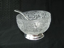 Vtg William Adams Rose Crystal Bowl West Germany Silver Plate Sugar Spoon Italy - £19.69 GBP