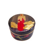 Christmas Holiday Trinket Box Round Decorative Little Small Ring Gift Wood - £10.18 GBP