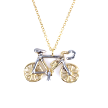 Unisex Greek Handmade Necklace 14k Bicolor Gold Bicycle Cable Chain 17.52 inch - £268.37 GBP