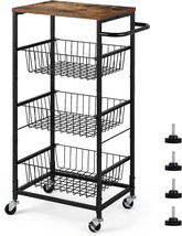Kitchen Cart On Wheels, 4 Tier Metal Mobile Kitchen Cart With Storage, Smusei. - £48.70 GBP