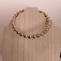 Vintage Silver Tone Ball Beaded Choker 15&quot; Necklace Memory Wire - £15.48 GBP
