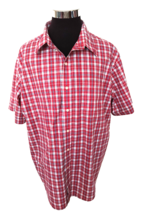 Arrow Casual Shirt Men&#39;s Size XXL Button Front Red White Blue Plaid Shor... - $18.81
