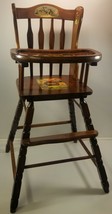 MI) Vintage Wooden Baby Feeding High Chair Furniture with Removable Tray  - £97.37 GBP