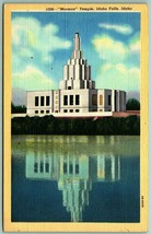 Mormon Temple Idaho Falls  ID UNP Unused Linen Postcard F5 - £2.29 GBP
