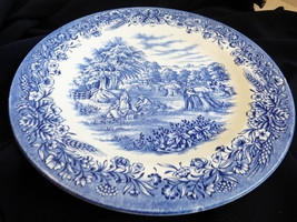 Currier &amp; Ives Blue by Churchill England Harvest scene dinner plate 10.5&quot; - £18.94 GBP