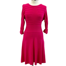 Eliza J Womens M Sweater Dress Pink Tonal Stripe Fit And Flare Barbiecore Preppy - £30.81 GBP