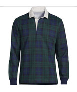 ️Lands End Mens M Tall Evergreen Blackwatch Plaid Indian Cotton Rugby Shirt - £39.10 GBP