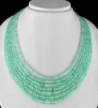 Antique Natural Colombian Emerald Beads Round 7 Line 497 Carat Gemstone Necklace - £5,112.58 GBP