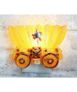 Rustic Western Cowboy Vintage Wheeled Wagon Wall Plug In LED Night Light - $23.43 CAD