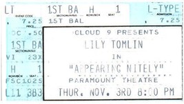 Vintage Lily Tomlin Ticket Stub Novembre 3 1985 Des Moines - £37.13 GBP