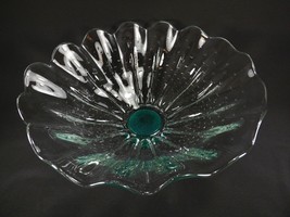 LARGE Superb Controlled Bubbles Centerpiece Bowl Artist Signed &amp; Dated Art Glass - £30.88 GBP