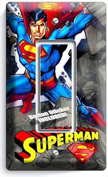 SUPERMAN CARTOON COMICS SINGLE GFCI LIGHT SWITCH WALL PLATE COVER BOYS BEDROOM