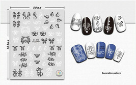Nail art 3D stickers decal black white butterfly monograms CA616 - £2.55 GBP