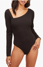 ASTR The Label Esme Top Womens Medium Black Bodysuit Thong Asymmetric Ribbed NWT - £38.93 GBP