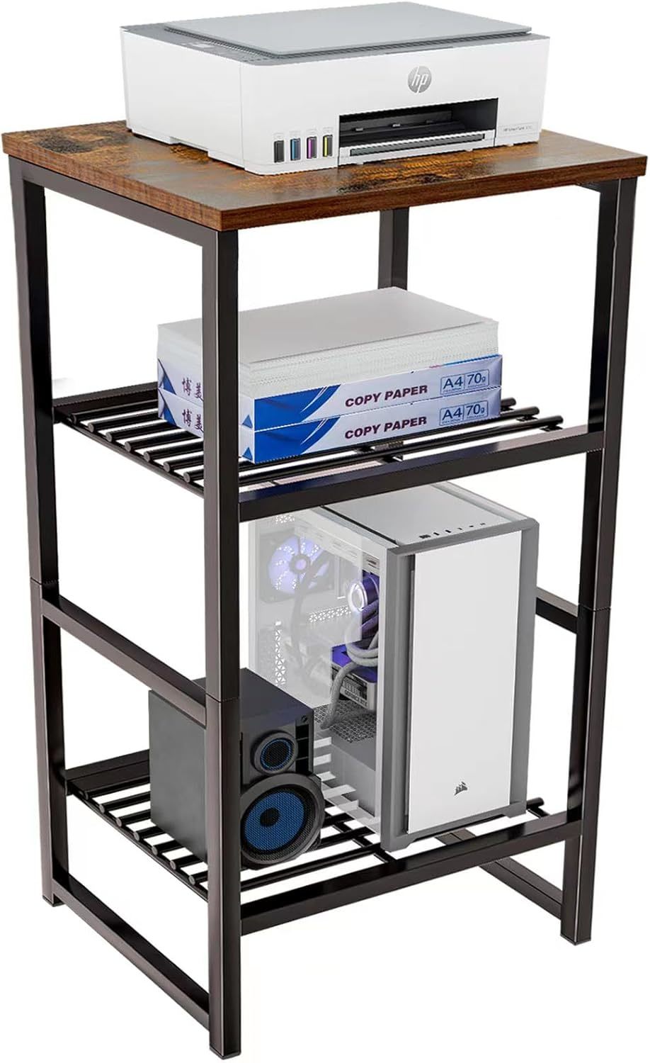 Printer Stand Holder 3 Tier - Heavy Duty Metal Shelving Unit For Under Desk - $47.99