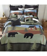 Donna Sharp Bear Lake Quilted Cotton Queen 3-Piece Quilt Set Rustic Lodg... - £305.63 GBP