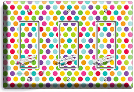 COLORFUL PASTEL POLKA DOTS TRIPLE GFI LIGHT SWITCH WALL PLATE COVER BABY... - £13.34 GBP